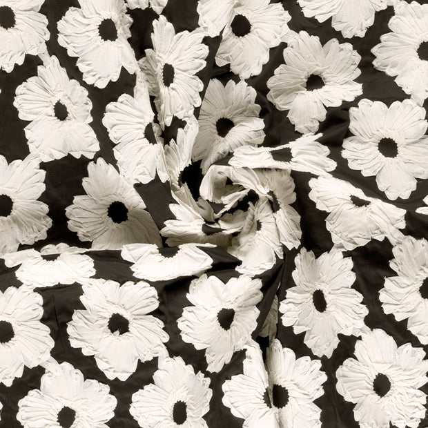 Popeline de Coton tissu Noir avec application 