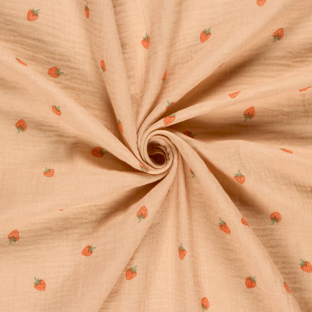 Muslin fabric Old Pink printed 
