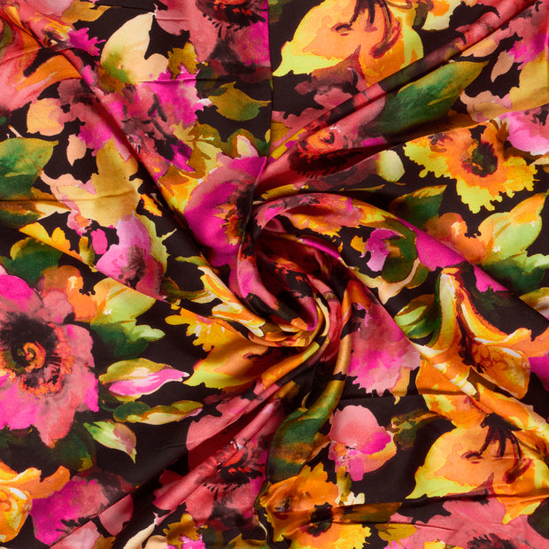 Viscose Satin tissu Coral imprimé numérique 