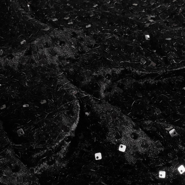 Velours tissu Unicolore Noir