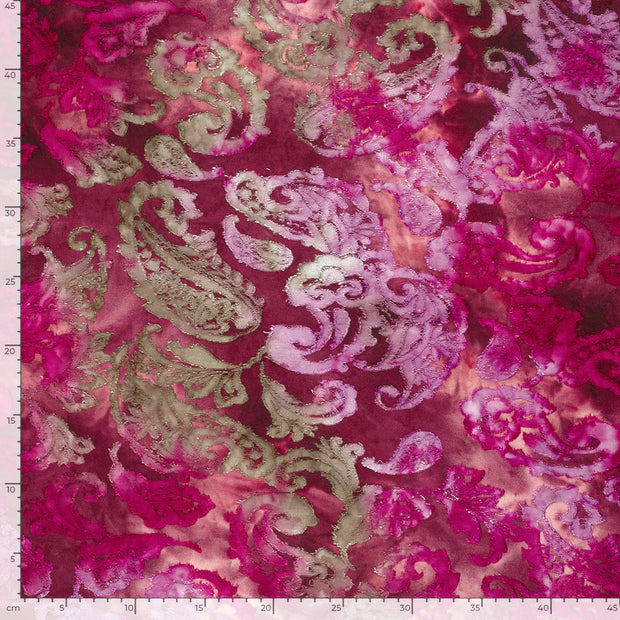 Jacquard fabric Flowers Fuchsia