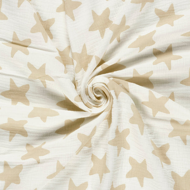 Muslin fabric Off White printed 
