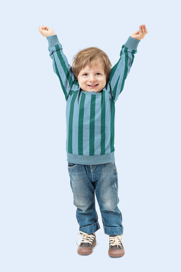 French Terry fabric Stripes Baby Blue