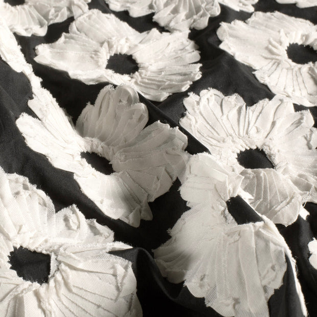 Popeline de Coton tissu fleurs Noir