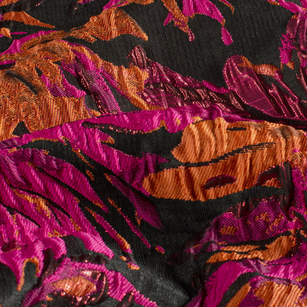 Jacquard fabric Flowers Fuchsia