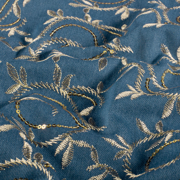 Denim fabric Leaves Indigo