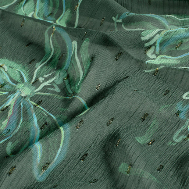 Chiffon fabrik Glitter Petrol