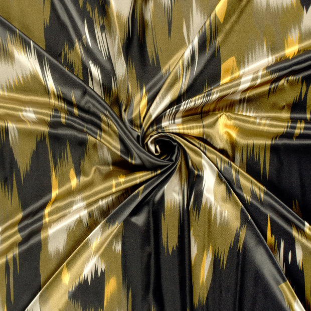 Satin fabric Black printed 