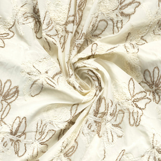 Voile tissu Blanc cassé avec application 