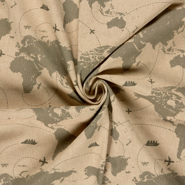 Aspect Lin tissu Beige imprimé numérique 