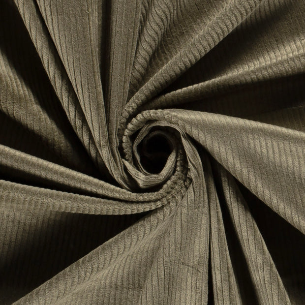Jumbo Cord Stretch 6w fabrik Uni Khaki-Grün