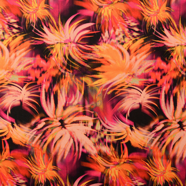 Viscose Satin fabric Abstract Coral