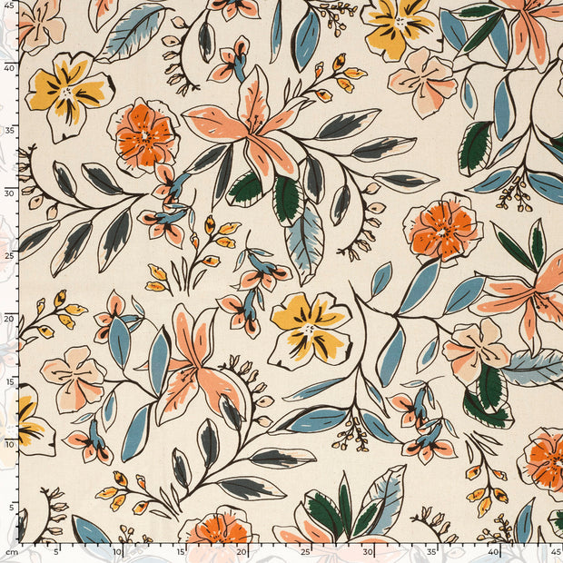 Panama fabrik Blumen Beige