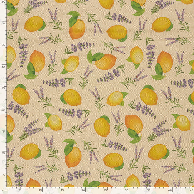Aspect Lin tissu fruits Beige