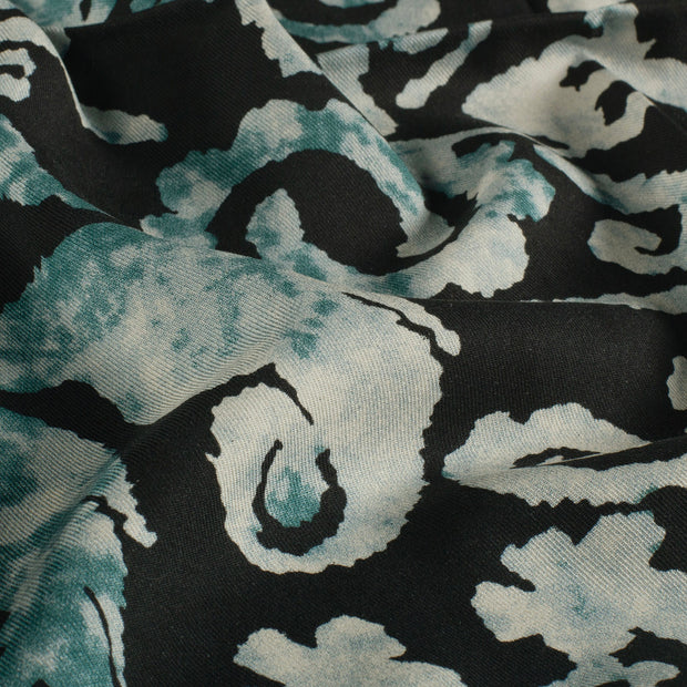 Sergé de Viscose tissu Abstrait Turquoise