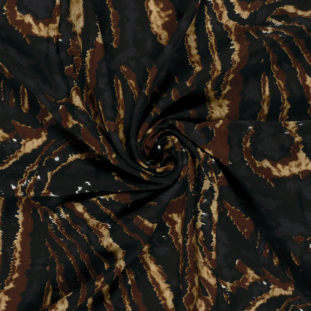 Popeline de Viscose tissu Noir imprimé 