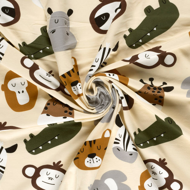 French Terry tissu Beige imprimé numérique 