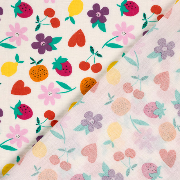 Double gaze tissu fleurs imprimé 
