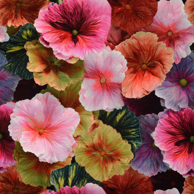 French Terry tissu fleurs multicolore