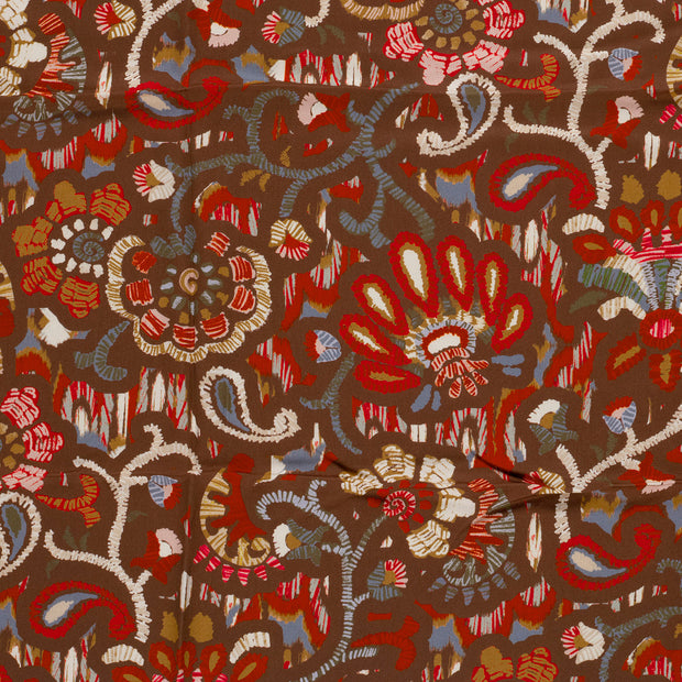 Viscose Satin fabric Brown shiny 