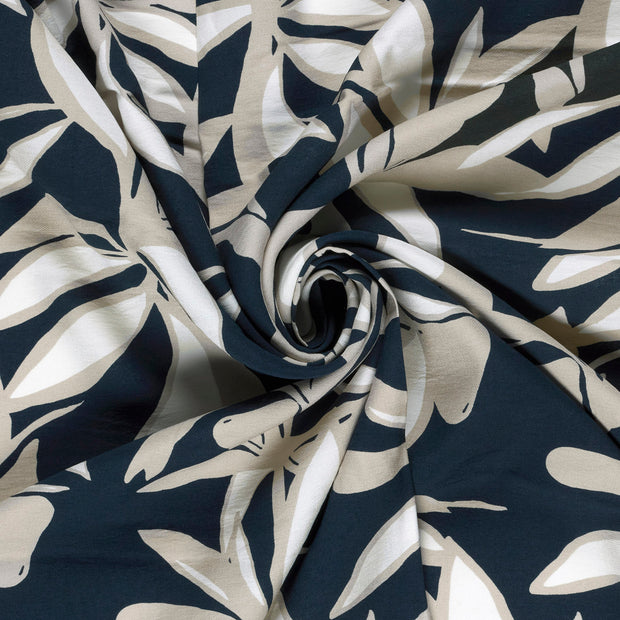 Viscose Nylon Crepe fabric Navy printed 