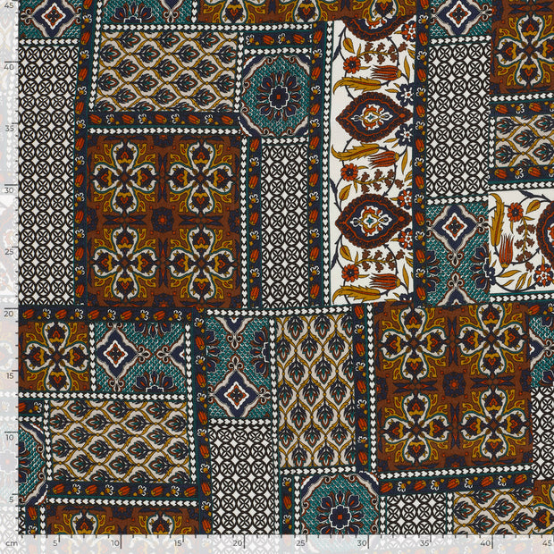 Viscose Satin fabrik Abstrakt Turquoise