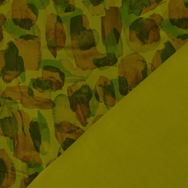 Viscose Poplin fabric Olive Green digital printed 