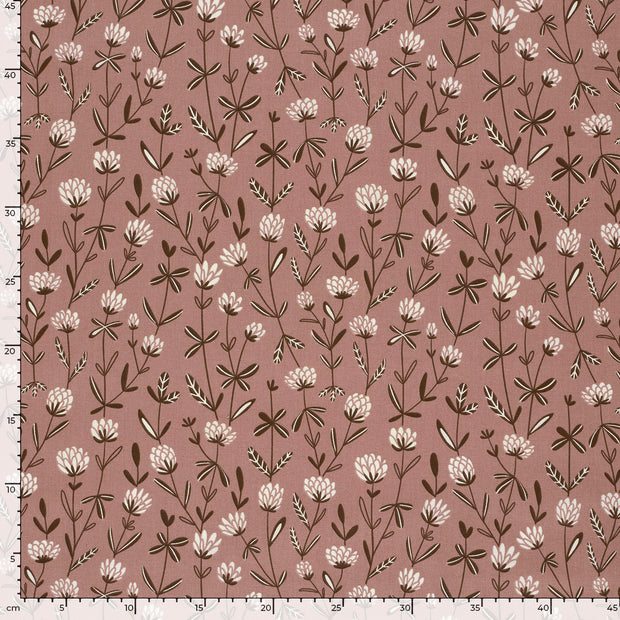 Cotton Poplin fabric Flowers Light Mauve