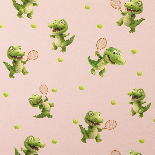 Cretonne tissu crocodiles Vieux rose