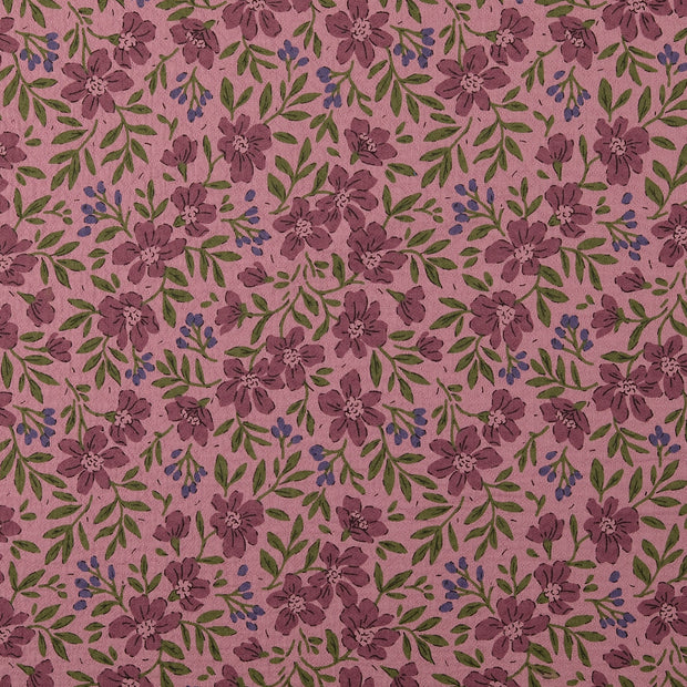 Baumwoll Webware Vintage fabrik Blumen Altrosa