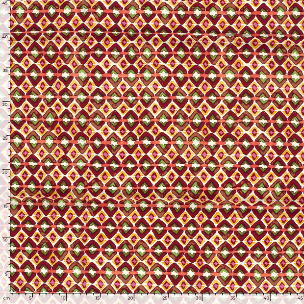 Viscose Poplin fabric Abstract Dark Red