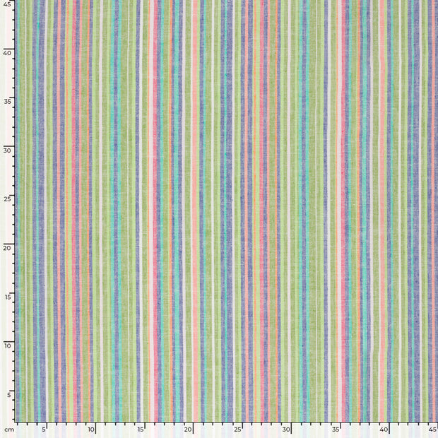 Linen fabric Stripes Green