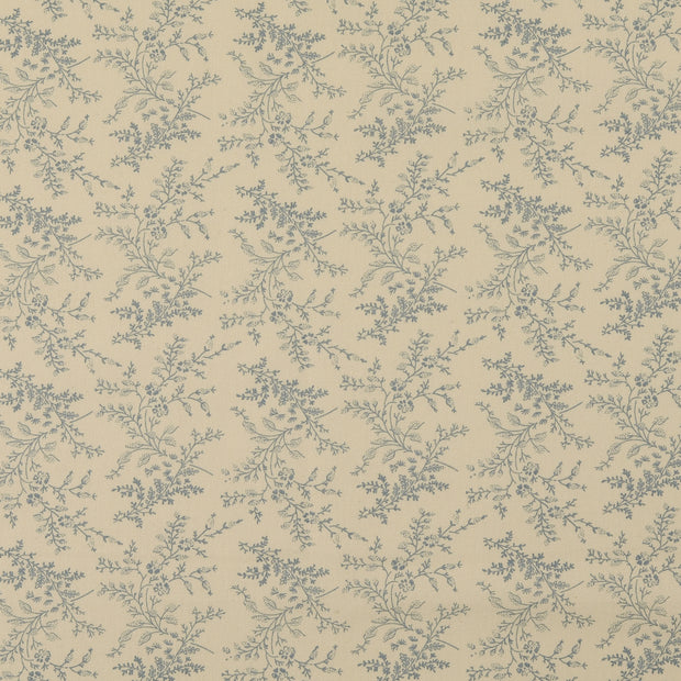 Cotton Poplin fabric Flowers Baby Blue