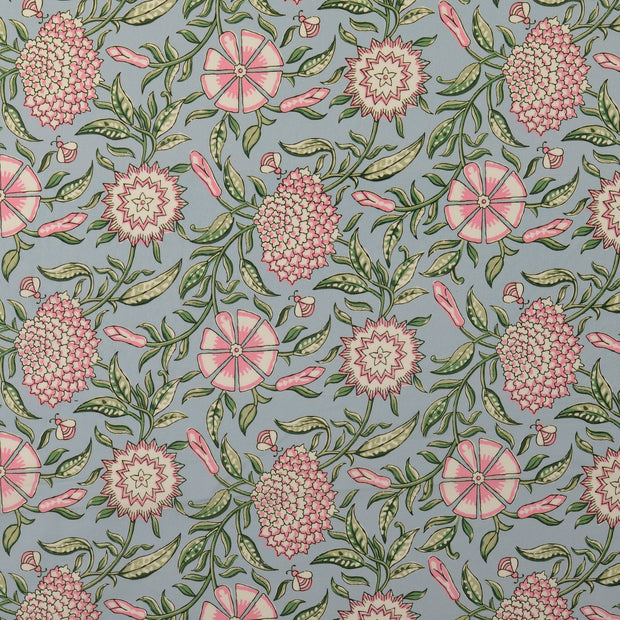 Cotton Poplin fabric Ornaments Indigo