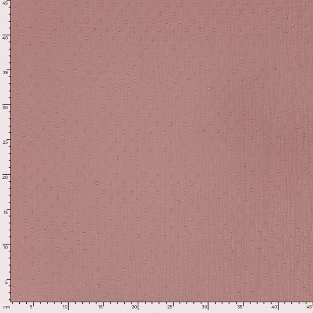 Double gaze tissu pois Mauve