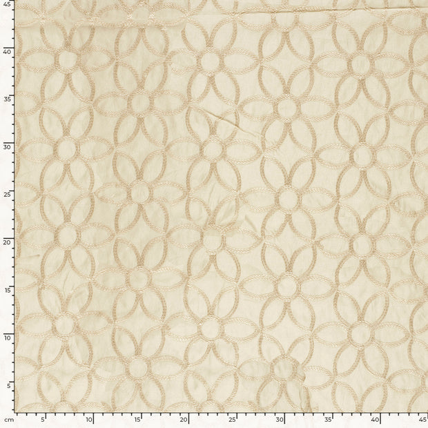  tissu fleurs Blanc cassé