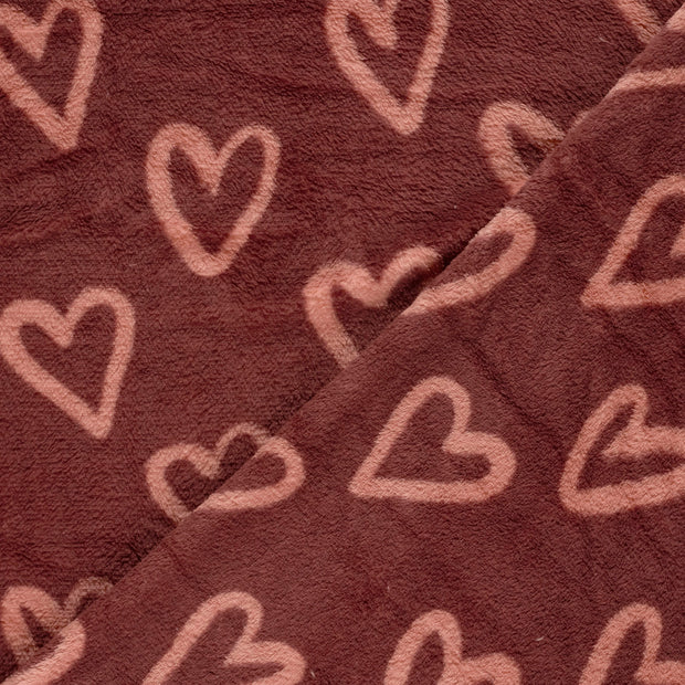 Coral Fleece fabric Hearts printed 