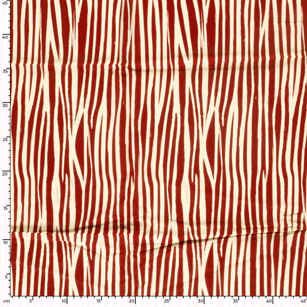 Bambou Poplin tissu rayures Rouge Bordeaux