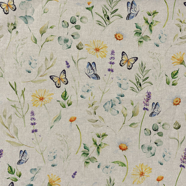 Aspect Lin tissu fleurs Vert Olive