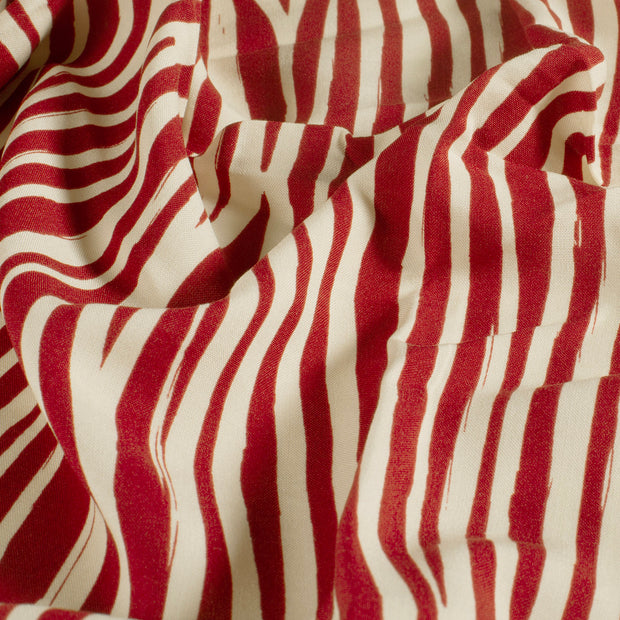 Bambou Poplin tissu rayures Rouge Bordeaux