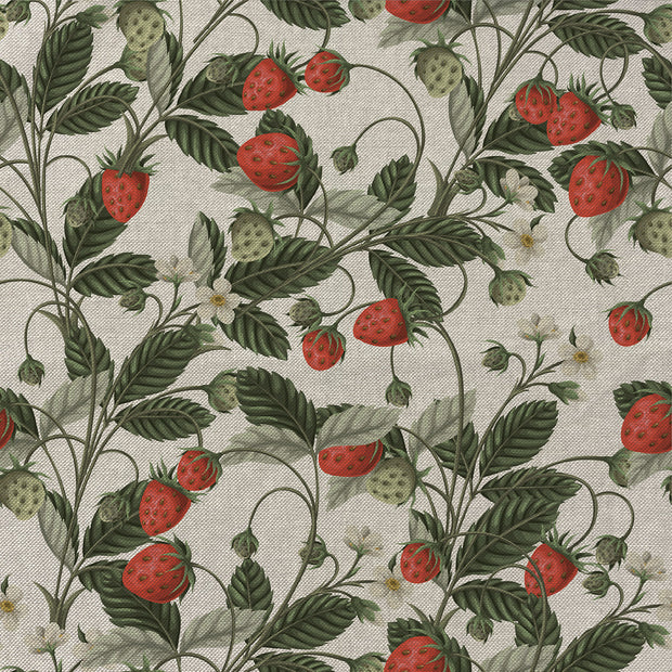 Linen Look fabric Strawberries Red
