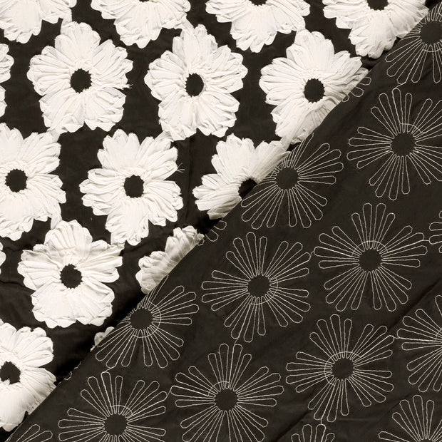 Popeline de Coton tissu fleurs avec application 