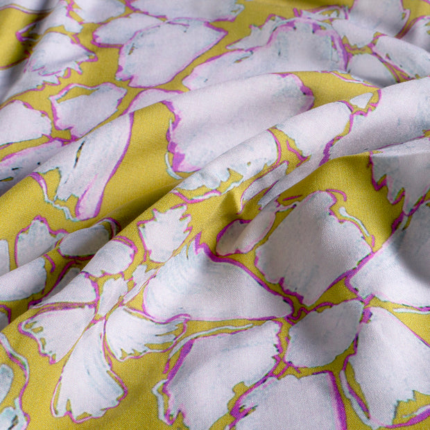 Viscose Poplin fabric Abstract Lime Green
