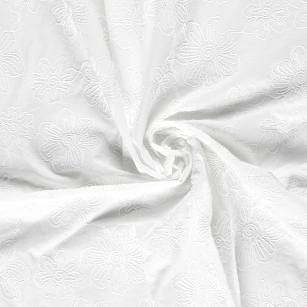  tissu Blanc brodé 