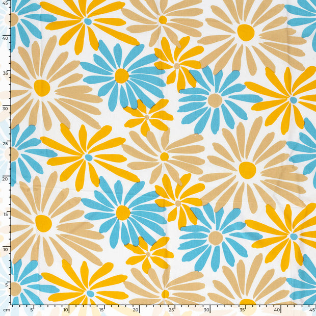 Bambou Poplin tissu fleurs Jaune