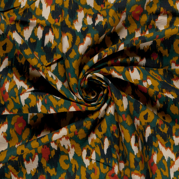 Viscose Nylon Ottoman fabric Petrol printed 