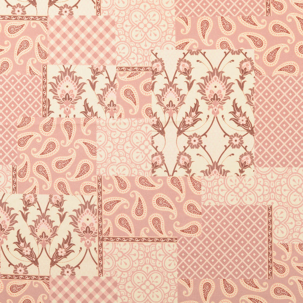 Popeline de coton tissu paisley vieux rose