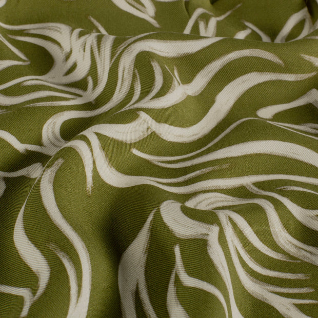 Sergé de Viscose tissu Abstrait Vert kaki