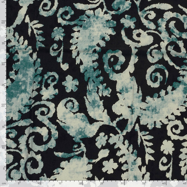 Sergé de Viscose tissu Abstrait Turquoise