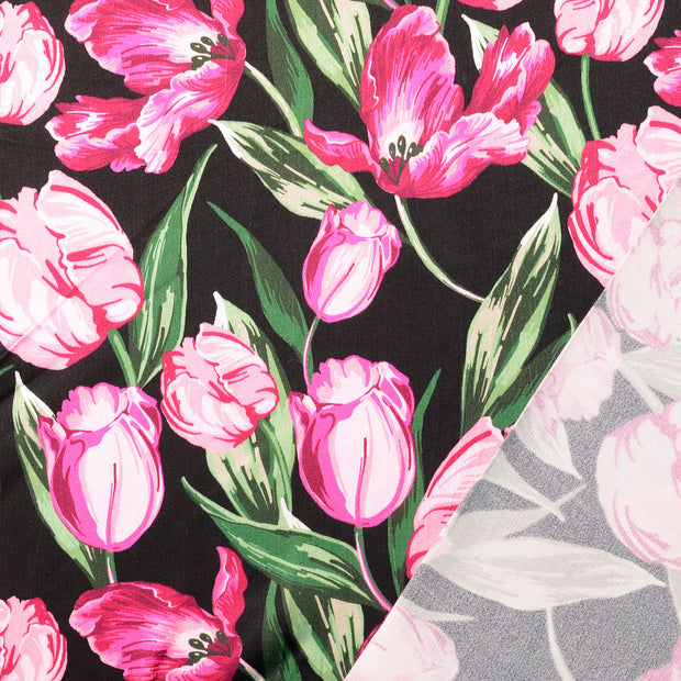 Viscose Satin fabrik Rosa digital bedruckt 
